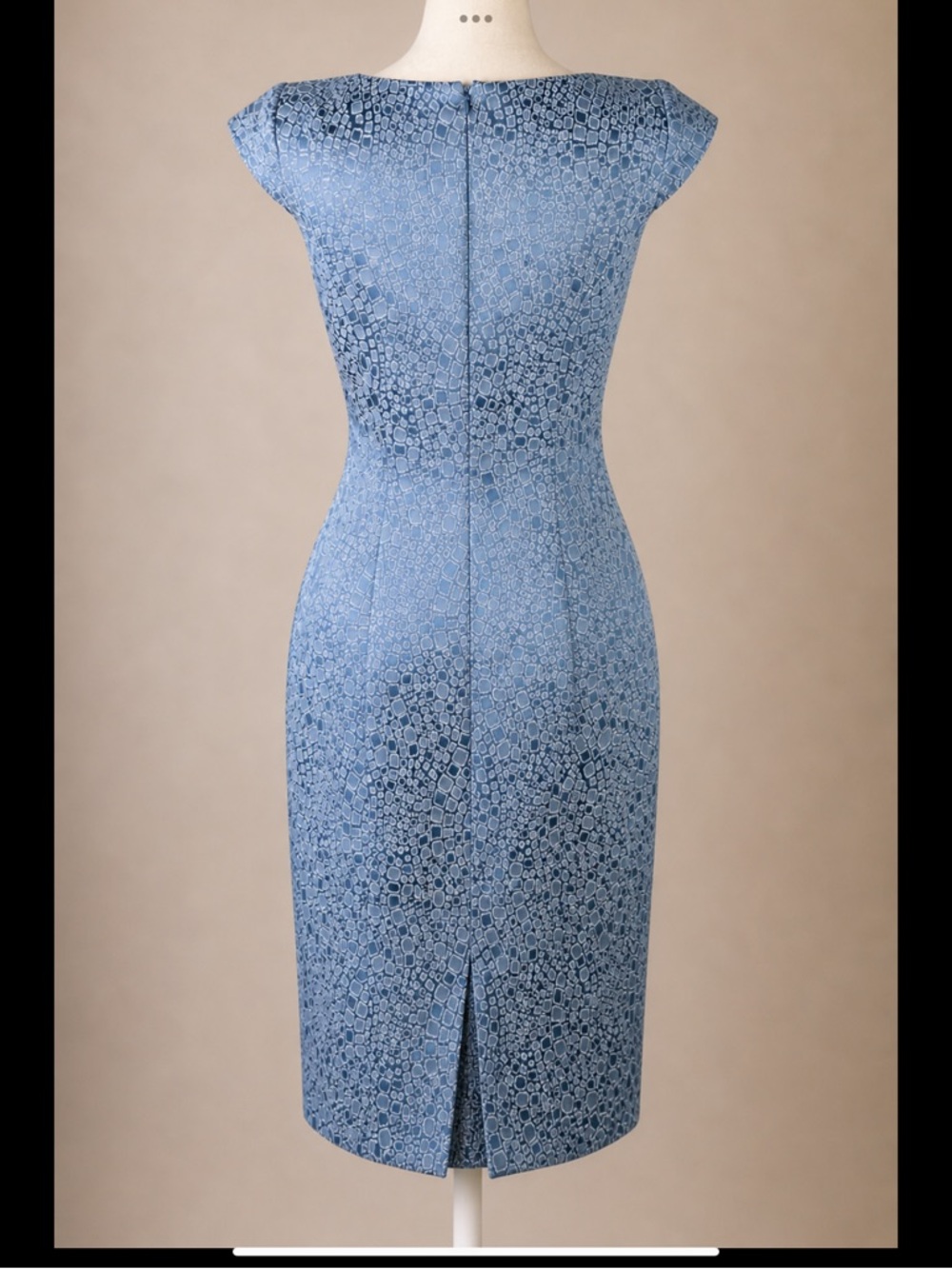 Wedding Guest Blue Sheath Dress Ruched Cocktail Size 4 Kay Unger Elegant - Picture 5 of 16